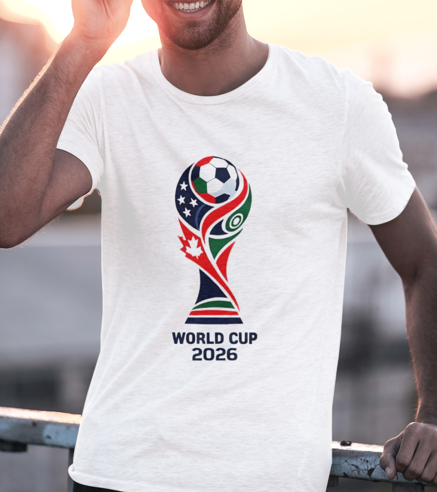 World Cup 2026 Trophy With Soccer Ball And Maple Leaf T-Shirt
