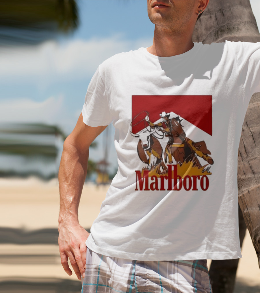 Marlboro Cowboy With Lasso Riding Horse Rugged Outdoors Adventure T-Shirt