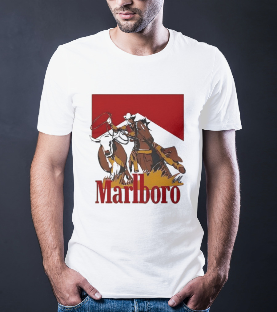 Marlboro Cowboy With Lasso Riding Horse Rugged Outdoors Adventure T-Shirt