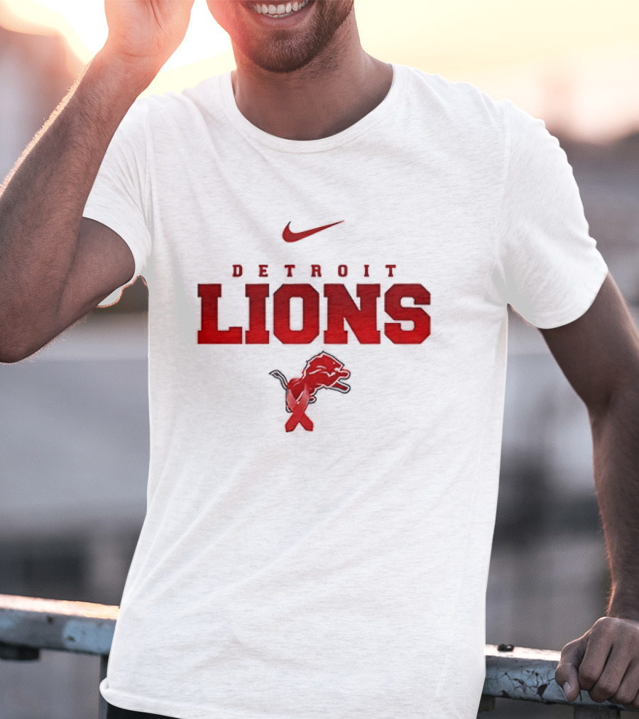Nike Detroit Lions Red February We Wear Red American Heart Month T-Shirt