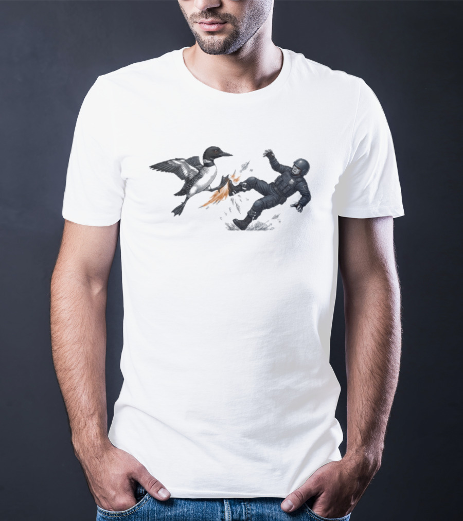 Minnesota Loon Vs ICE Wild Encounter Action Scene T-Shirt