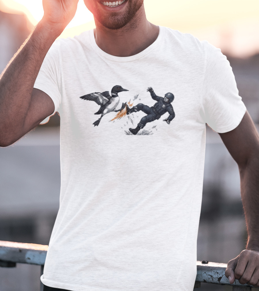 Minnesota Loon Vs ICE Wild Encounter Action Scene T-Shirt