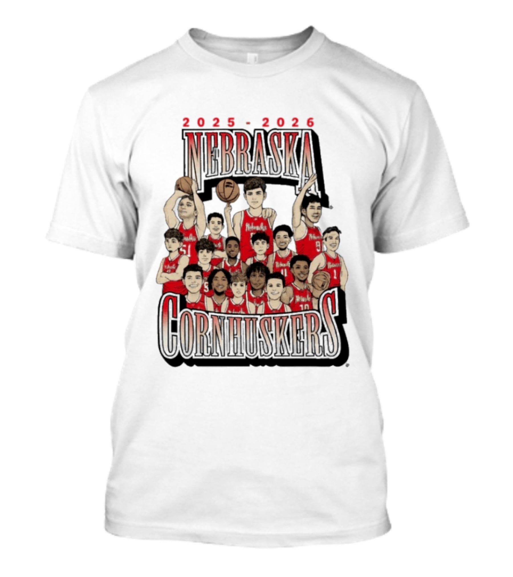 2025 2026 Nebraska Cornhuskers Men's Basketball Team T-Shirt