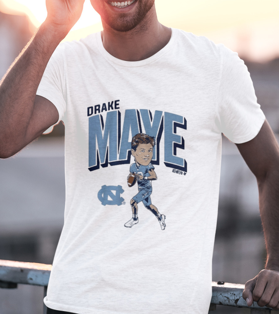 North Carolina Tar Heels Drake Maye Caricature Football Player T-Shirt