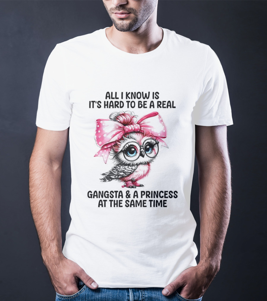 All I Know Is It's Hard To Be A Real Gangsta And A Princess Owl T-Shirt