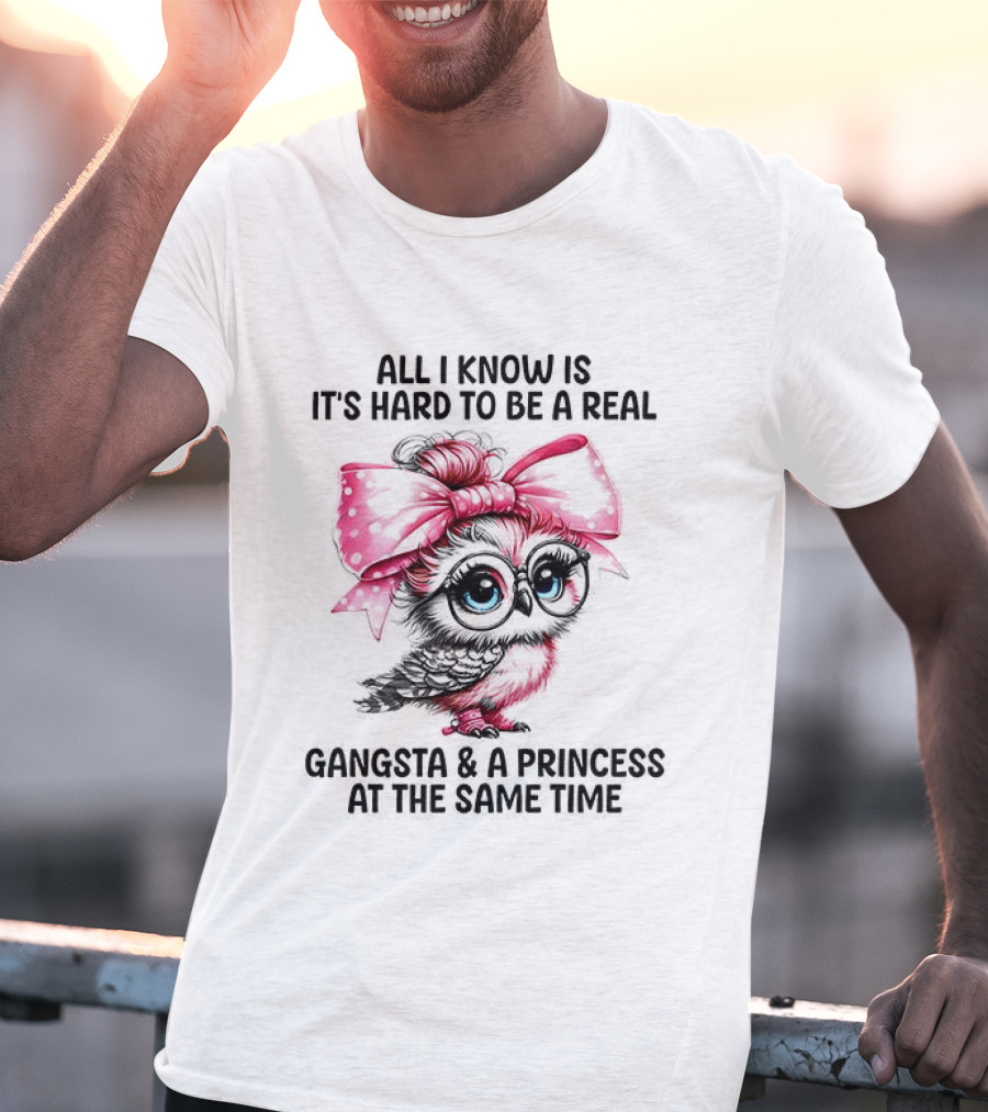 All I Know Is It's Hard To Be A Real Gangsta And A Princess Owl T-Shirt
