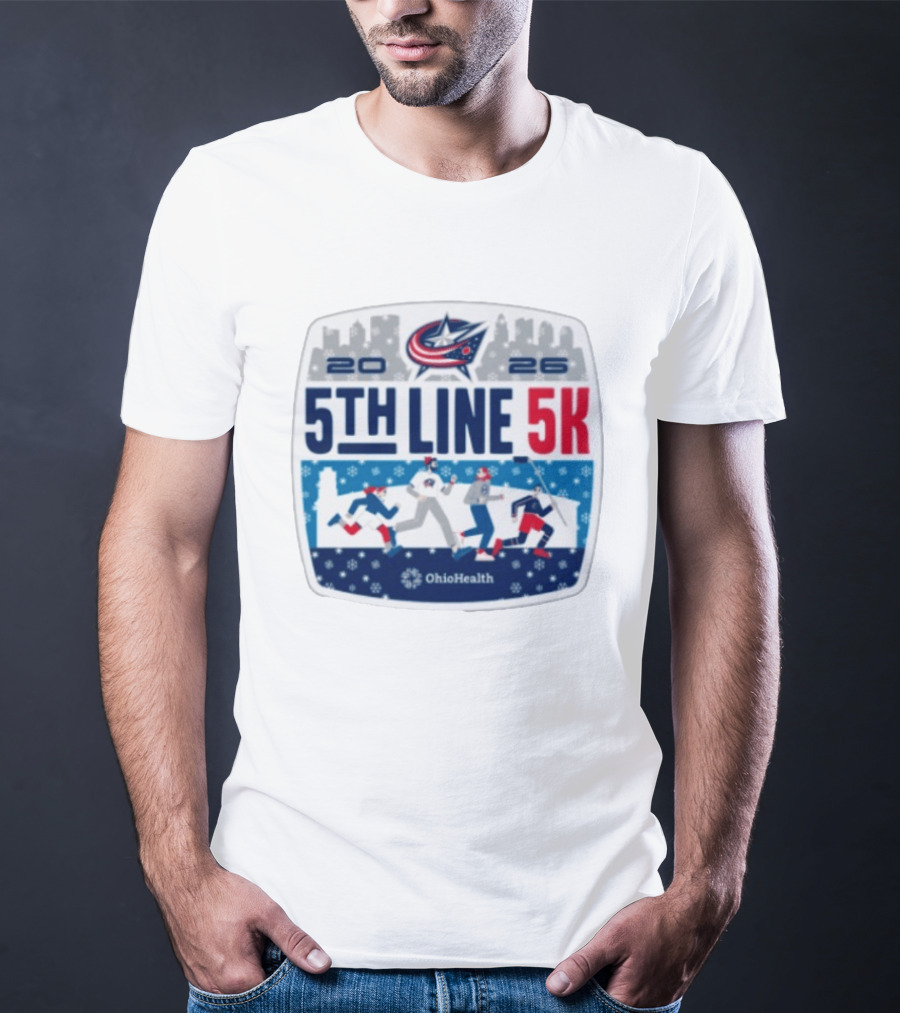 Columbus Blue Jackets 2026 5th Line 5K OhioHealth Event T-Shirt