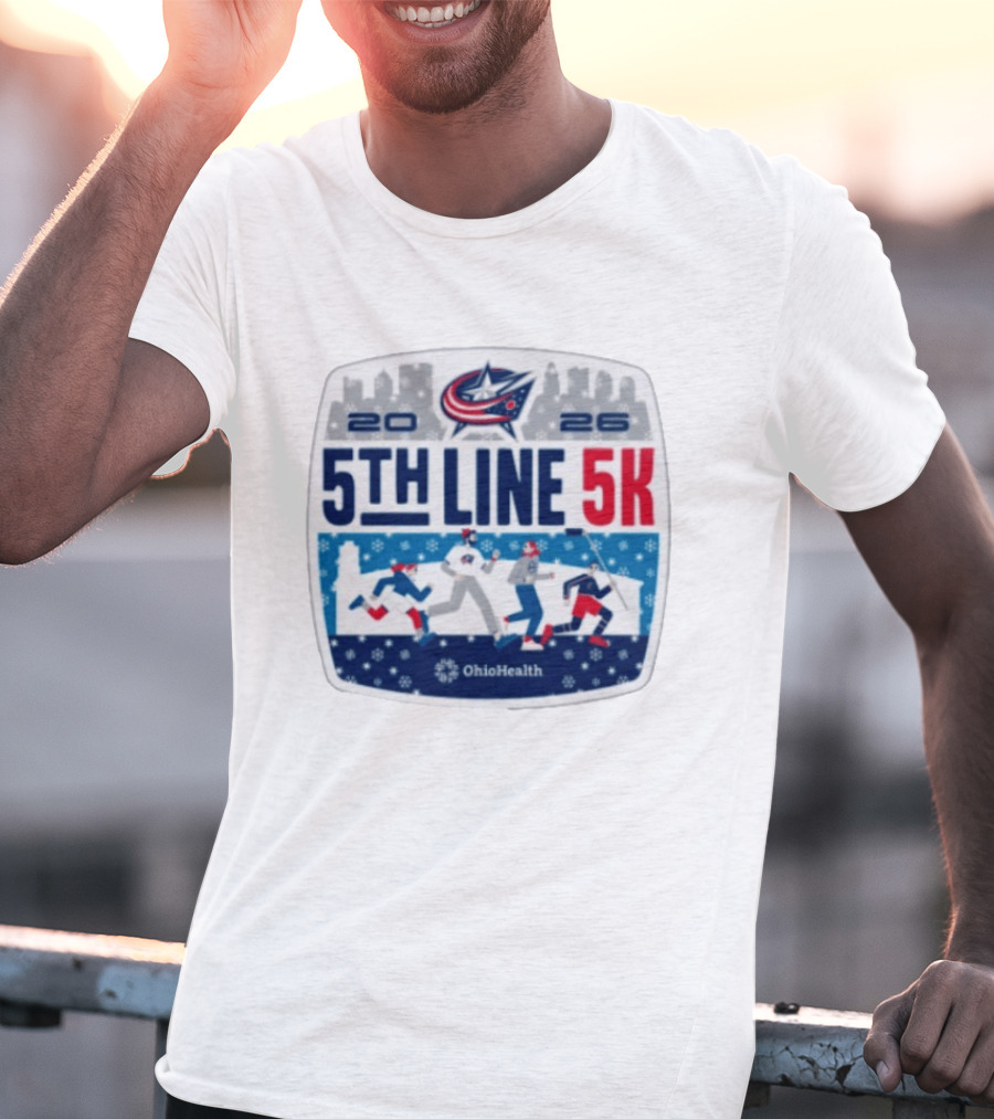 Columbus Blue Jackets 2026 5th Line 5K OhioHealth Event T-Shirt