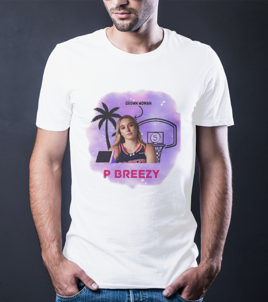 Grown Woman P Breezy Basketball Palm Tree T-Shirt