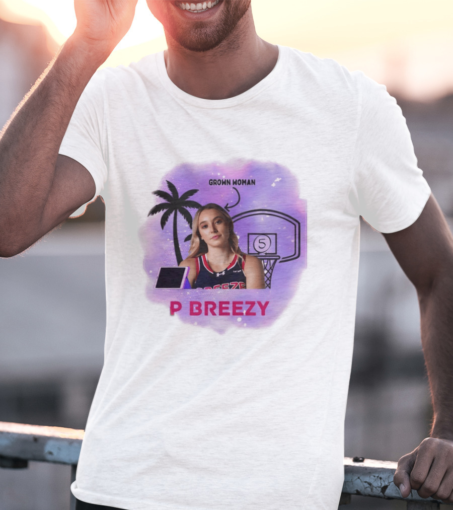 Grown Woman P Breezy Basketball Palm Tree T-Shirt