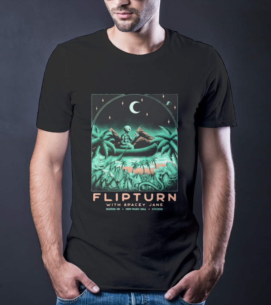 FLIPTURN With Spacey Jane MGM Music Hall Boston 6 4 2026 Art Alien Canoe Scene T-Shirt