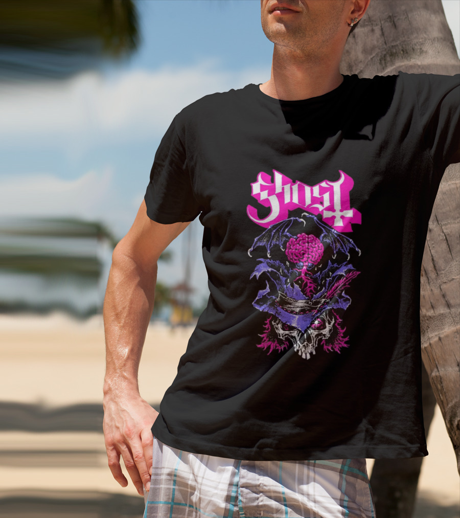 Ghost Bat Brain Skeleton Tour T-Shirt