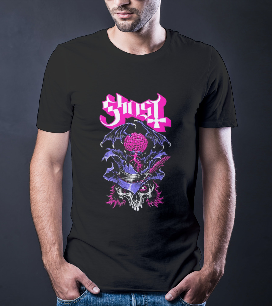 Ghost Bat Brain Skeleton Tour T-Shirt