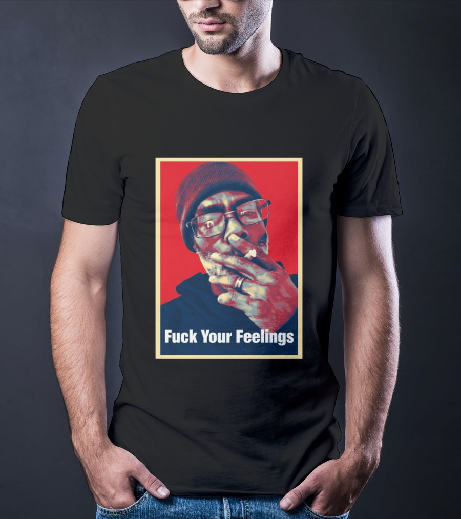 Uncle Clif Fuck Your Feelings Smoking Glasses Beanie Red T-Shirt
