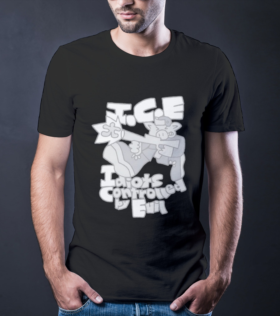I.C.E Idiots Controlled By Evil Shooter Character With Gun T-Shirt