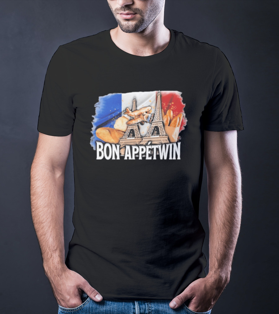 Bon Appetwin French Baguettes Eiffel Tower Paris Flag T-Shirt