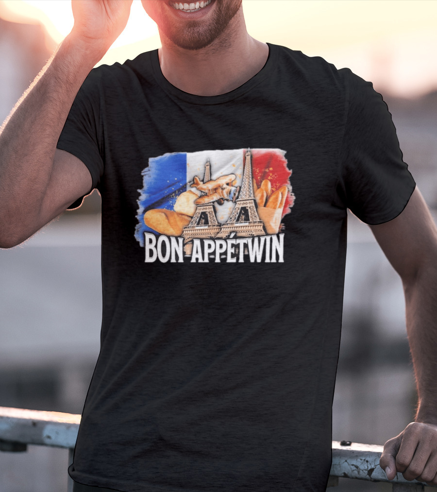 Bon Appetwin French Baguettes Eiffel Tower Paris Flag T-Shirt