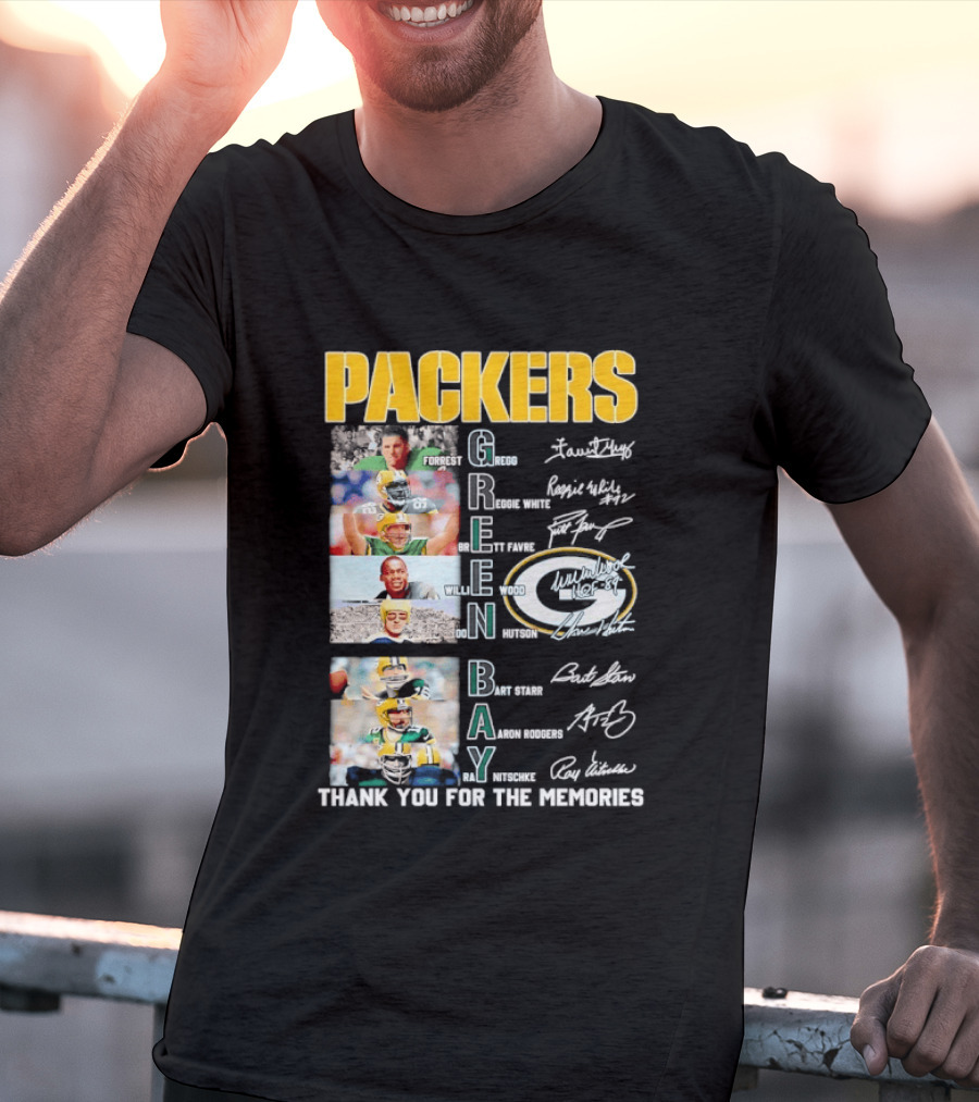 Packers Green Bay Thank You For The Memories Legends Signatures T-Shirt