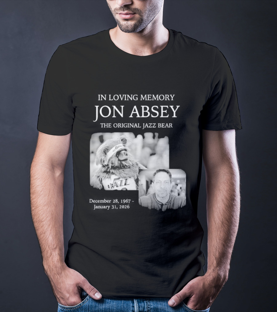 In Loving Memory Jon Absey The Jazz Bear December 28 1967 January 31 2026 Utah Jazz T-Shirt