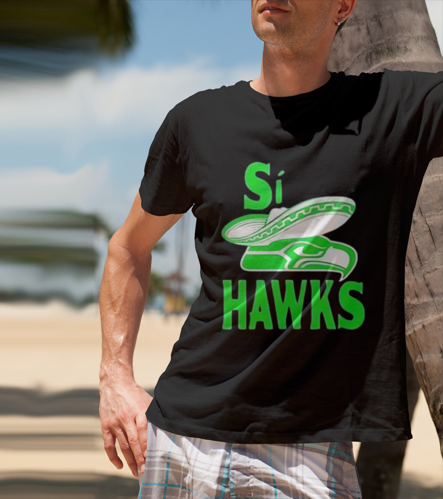 Si Hawks Mexican Sombrero Green Hawk T-Shirt