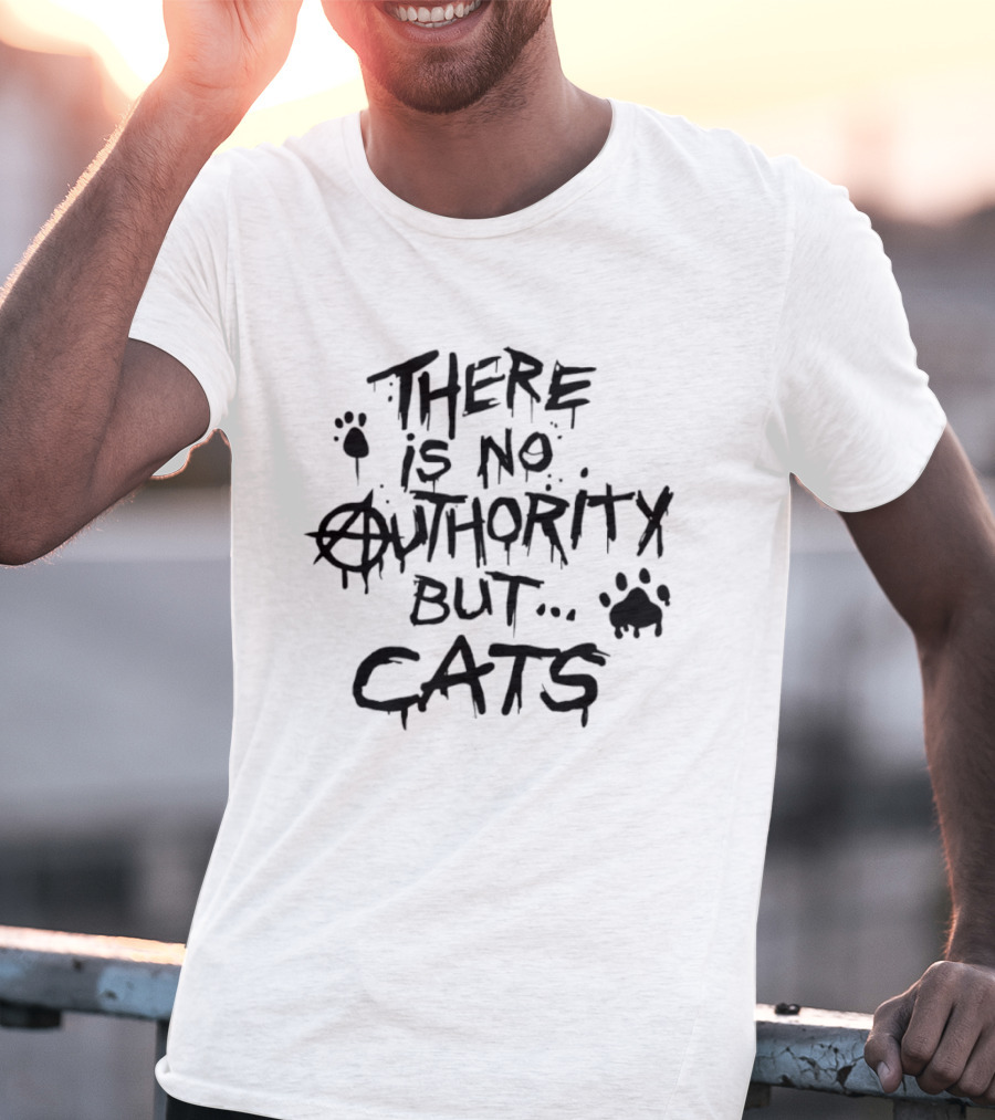 There Is No Authority But Cats Anarcho Punk Style Paw Prints T-Shirt
