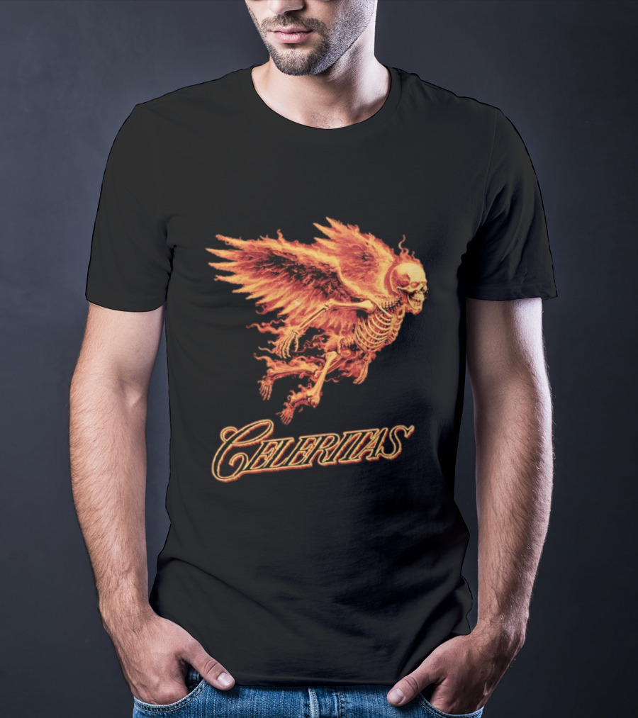 Celeritas Flaming Angel Skeleton Wings 2026 Speed T-Shirt