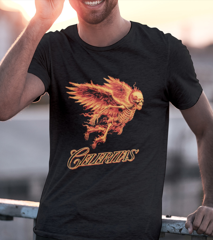 Celeritas Flaming Angel Skeleton Wings 2026 Speed T-Shirt