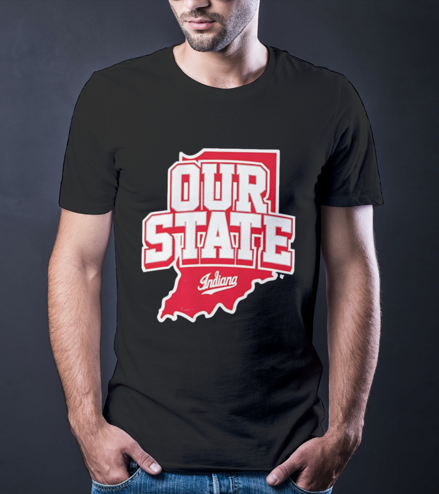 Our State Indiana Red Map College Sports Indiana T-Shirt