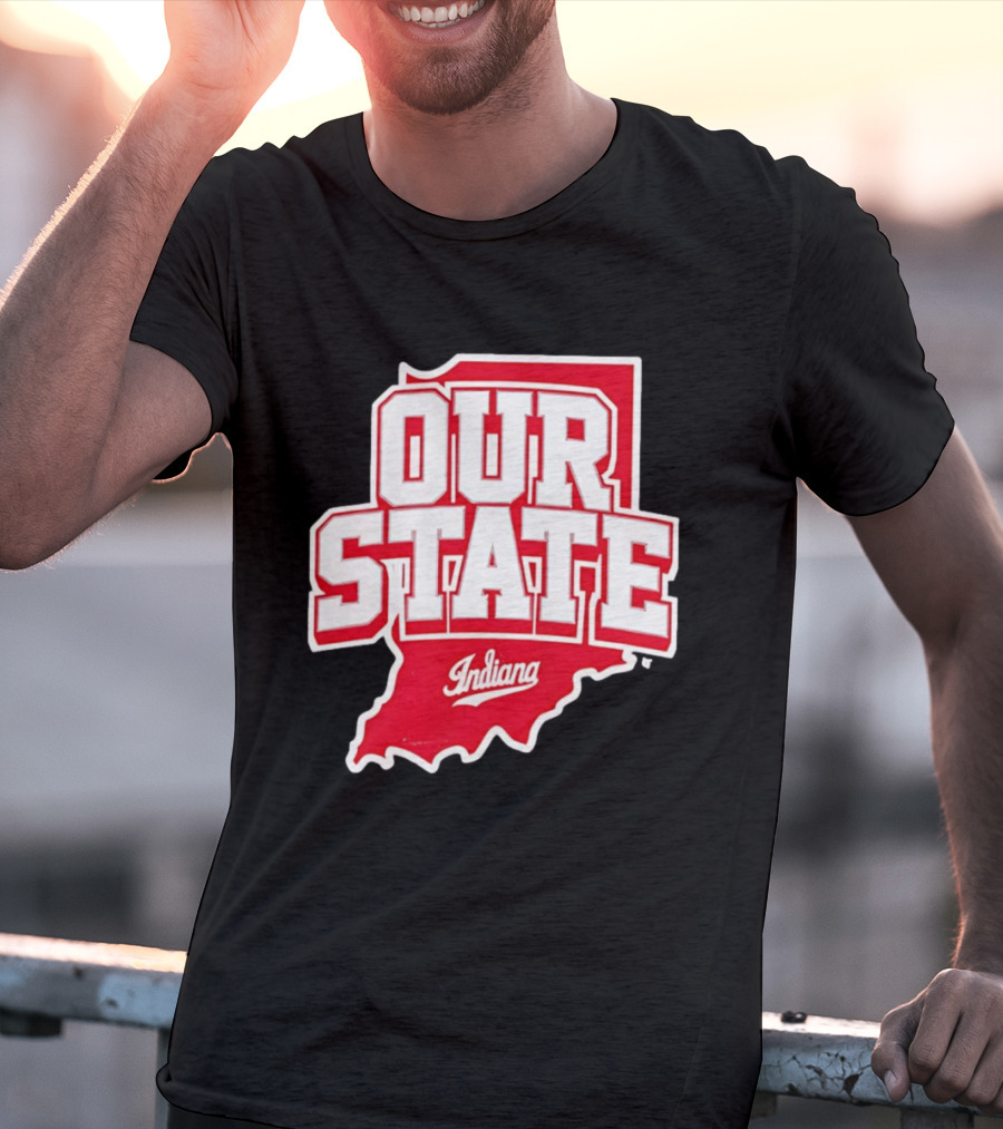 Our State Indiana Red Map College Sports Indiana T-Shirt