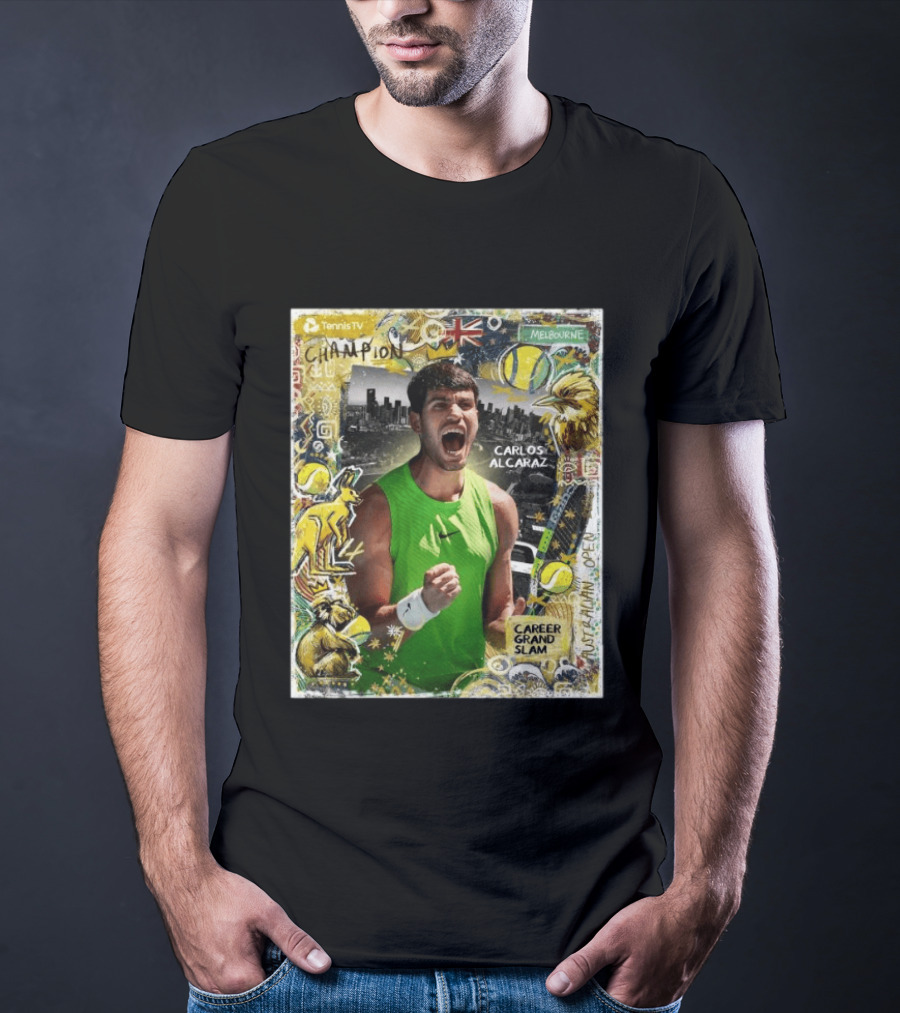 Carlos Alcaraz Champion Career Grand Slam Melbourne Tennis TV T-Shirt