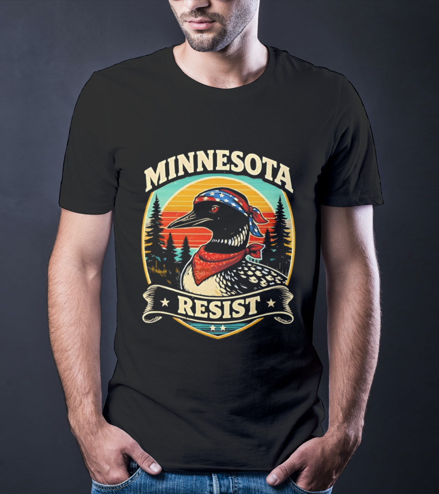 Minnesota Loons Resist Vintage American Bandana And Sunset T-Shirt