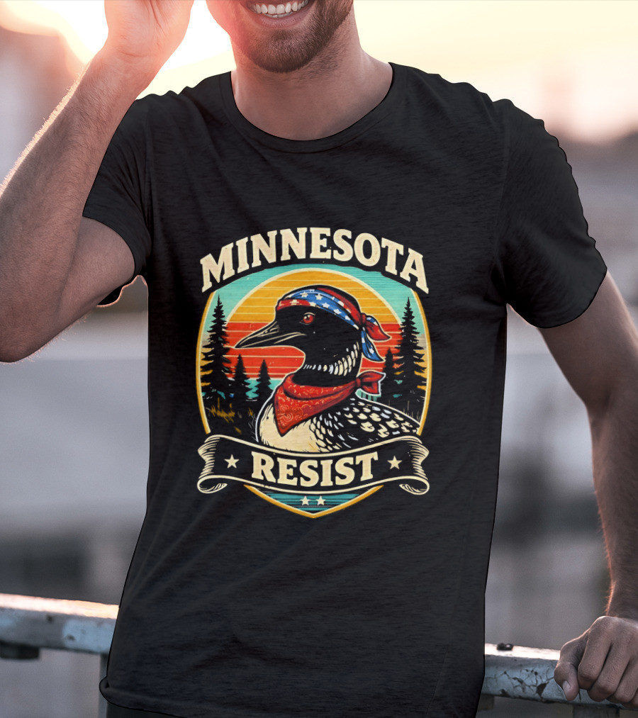 Minnesota Loons Resist Vintage American Bandana And Sunset T-Shirt