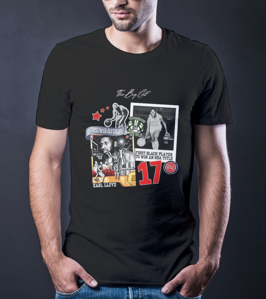 Earl Lloyd First Black Player Detroit Pistons Washington Capitols NBA Title 17 T-Shirt