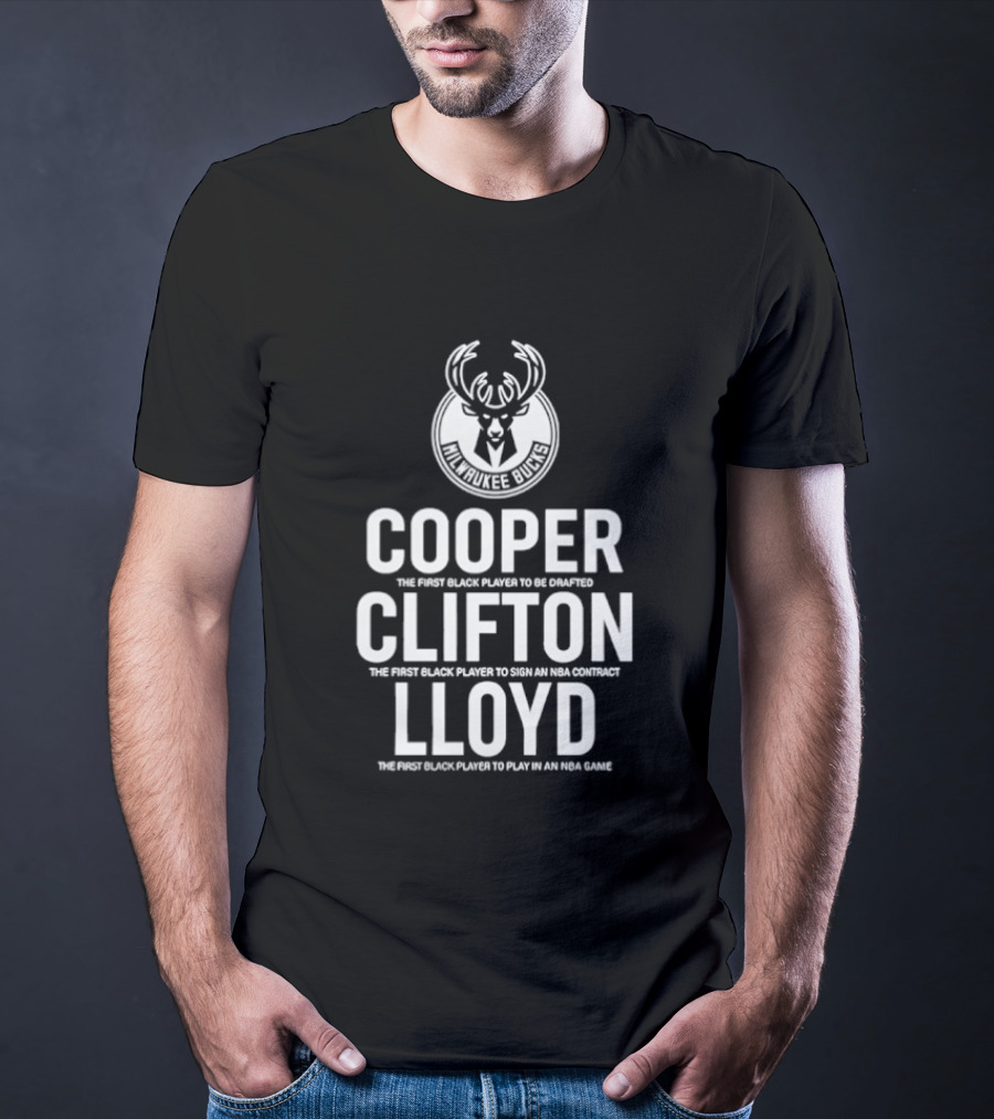 Milwaukee Bucks NBA Pioneers Cooper Clifton Lloyd First Black Players Milestones T-Shirt