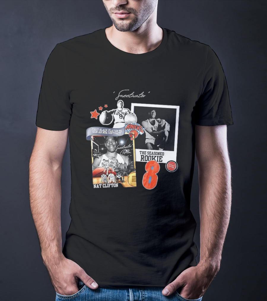 Nat Clifton NBA Trailblazer Knicks Detroit Rookie Number 8 T-Shirt