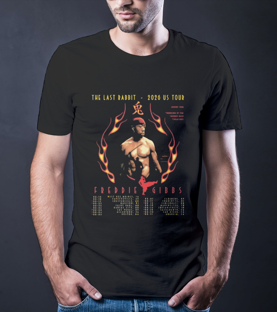 The Last Rabbit 2026 US Tour Freddie Gibbs Flames T-Shirt