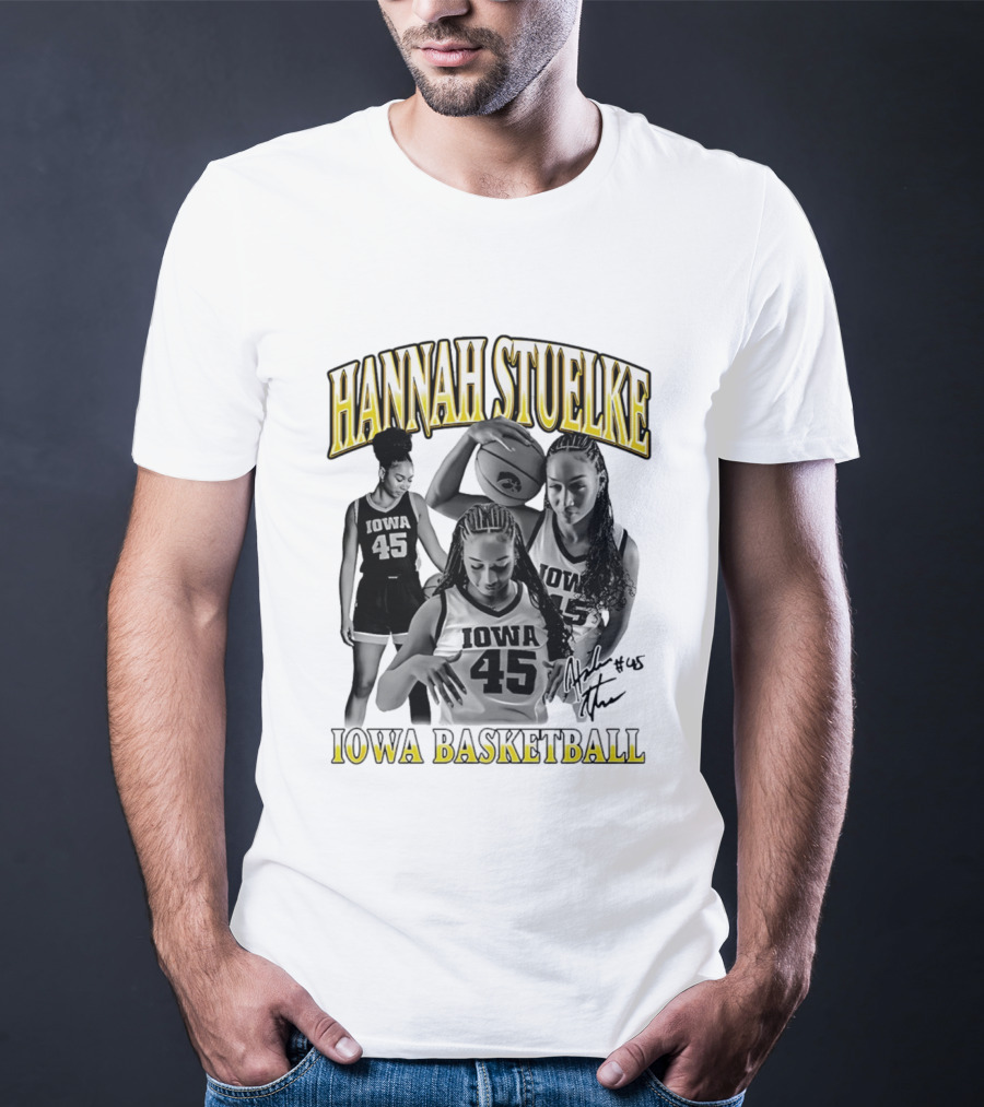 Hannah Stuelke Iowa Basketball #45 Player Collage T-Shirt