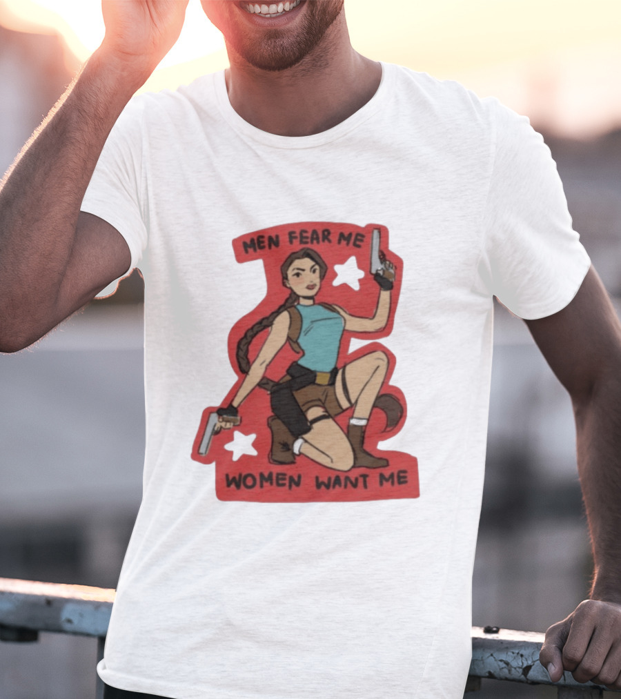 Men Fear Me Women Want Me Woman With Guns And Stars T-Shirt