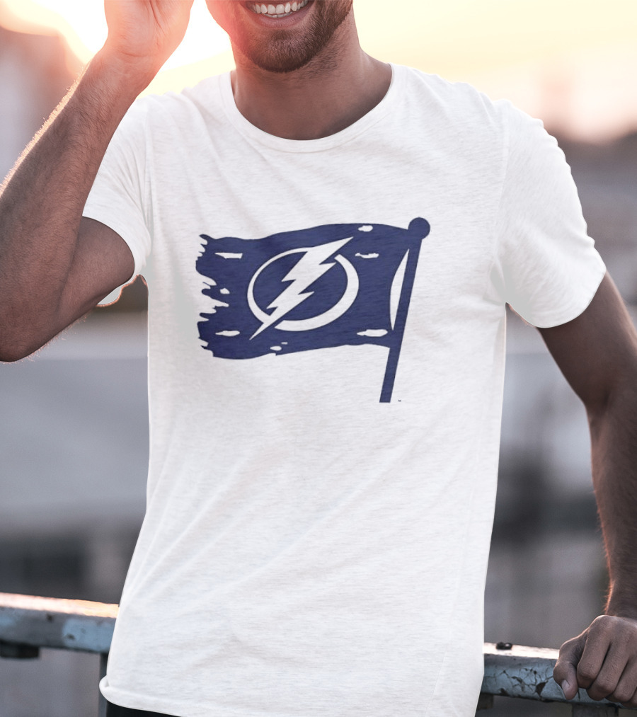 Tampa Bay Lightning 2026 Stadium Series Boyfriend Flag Lightning Bolt T-Shirt