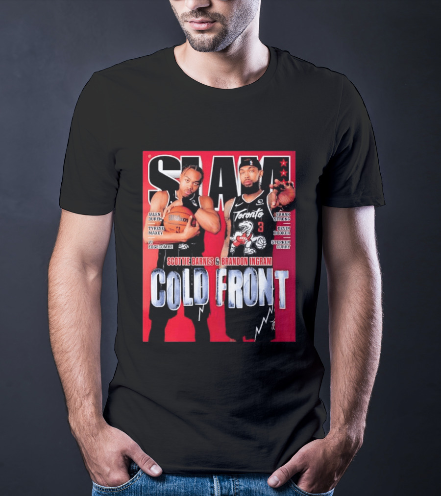 Slam Magazine Cover Featuring Scottie Barnes Brandon Ingram Cold Front Toronto T-Shirt