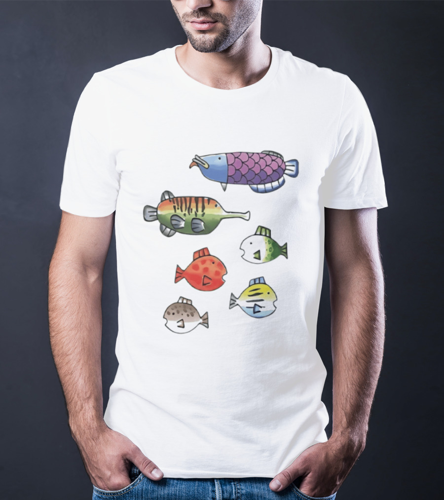 Fishing Minigame Colorful Fish Collection Vibrant Sea Life T-Shirt