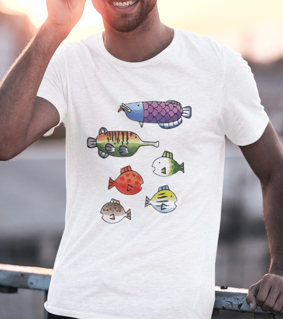 Fishing Minigame Colorful Fish Collection Vibrant Sea Life T-Shirt