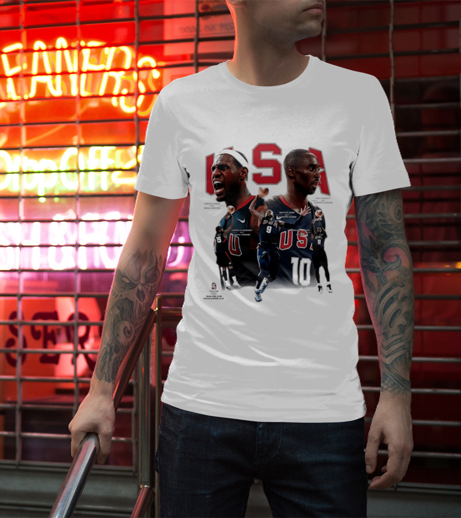 Kobe Bryant LeBron James Dwyane Wade Carmelo Anthony USA Basketball Redeem Team T-Shirt