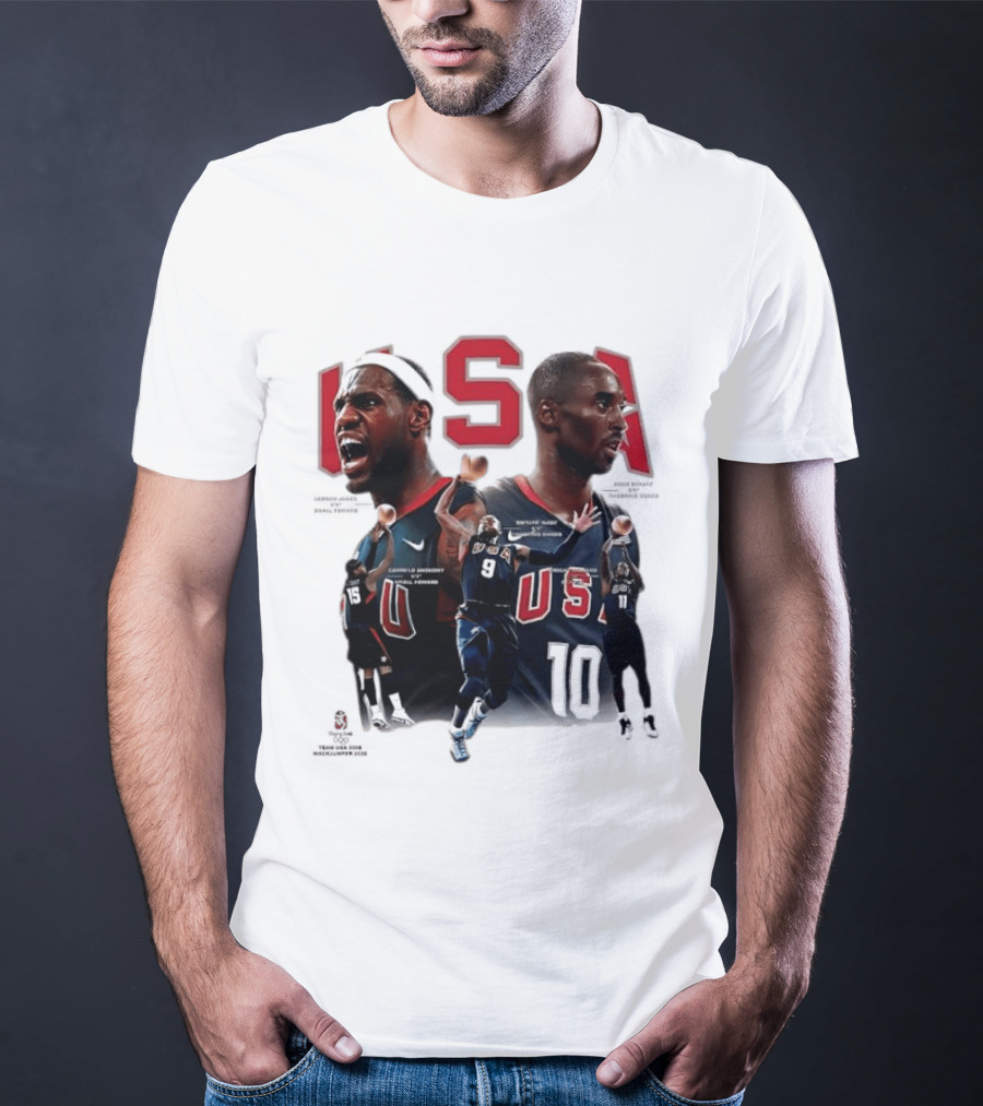 Kobe Bryant LeBron James Dwyane Wade Carmelo Anthony USA Basketball Redeem Team T-Shirt