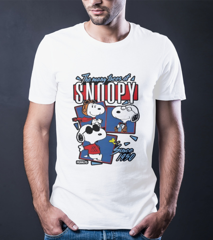 The Many Faces Of Snoopy Joe Cool Aviator Since 1950 T-Shirt