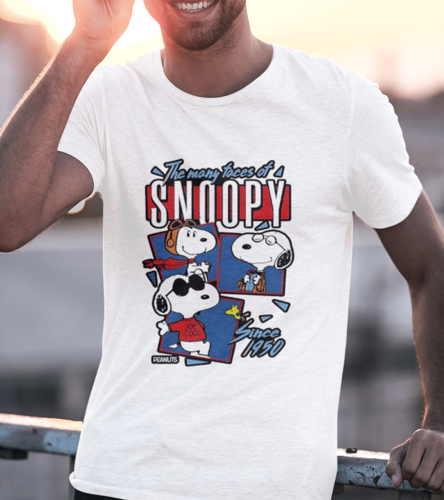 The Many Faces Of Snoopy Joe Cool Aviator Since 1950 T-Shirt