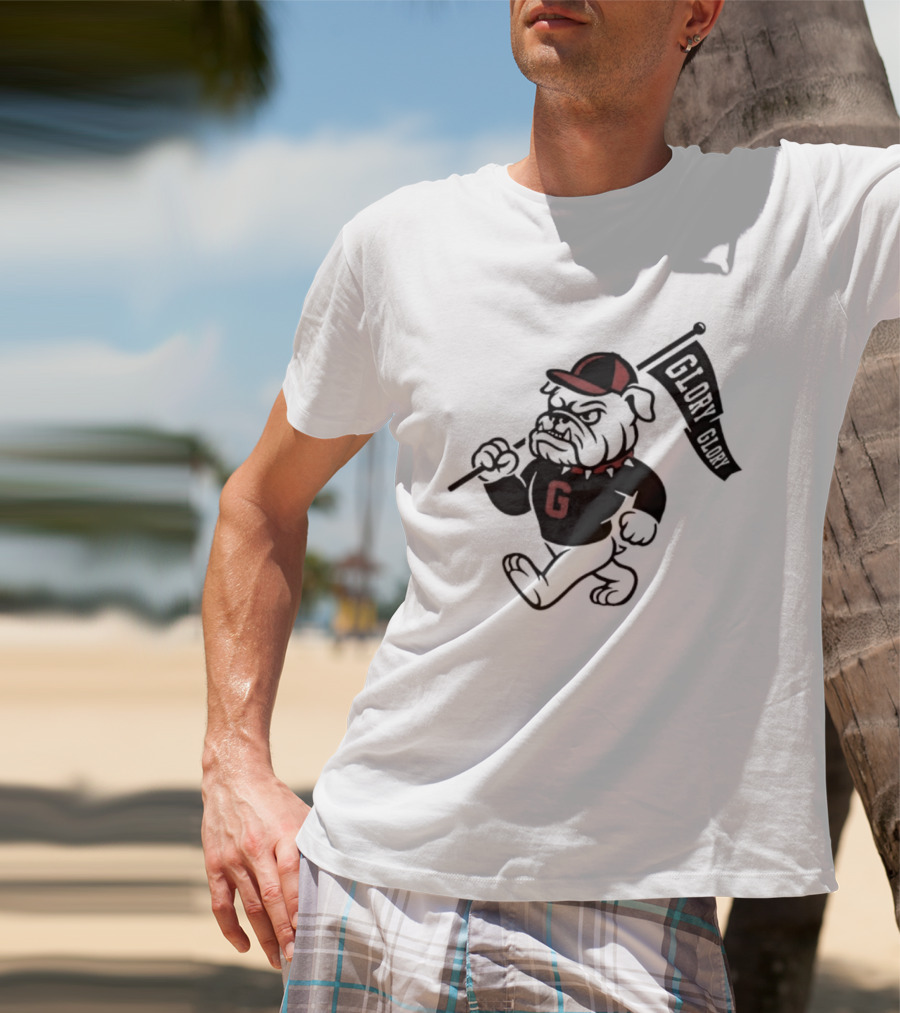 University Of Georgia G Glory Glory Bulldogs Hairy Dawg Flag T-Shirt