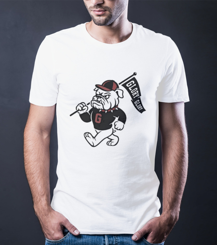 University Of Georgia G Glory Glory Bulldogs Hairy Dawg Flag T-Shirt