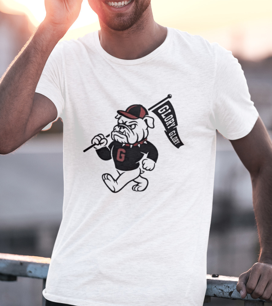 University Of Georgia G Glory Glory Bulldogs Hairy Dawg Flag T-Shirt