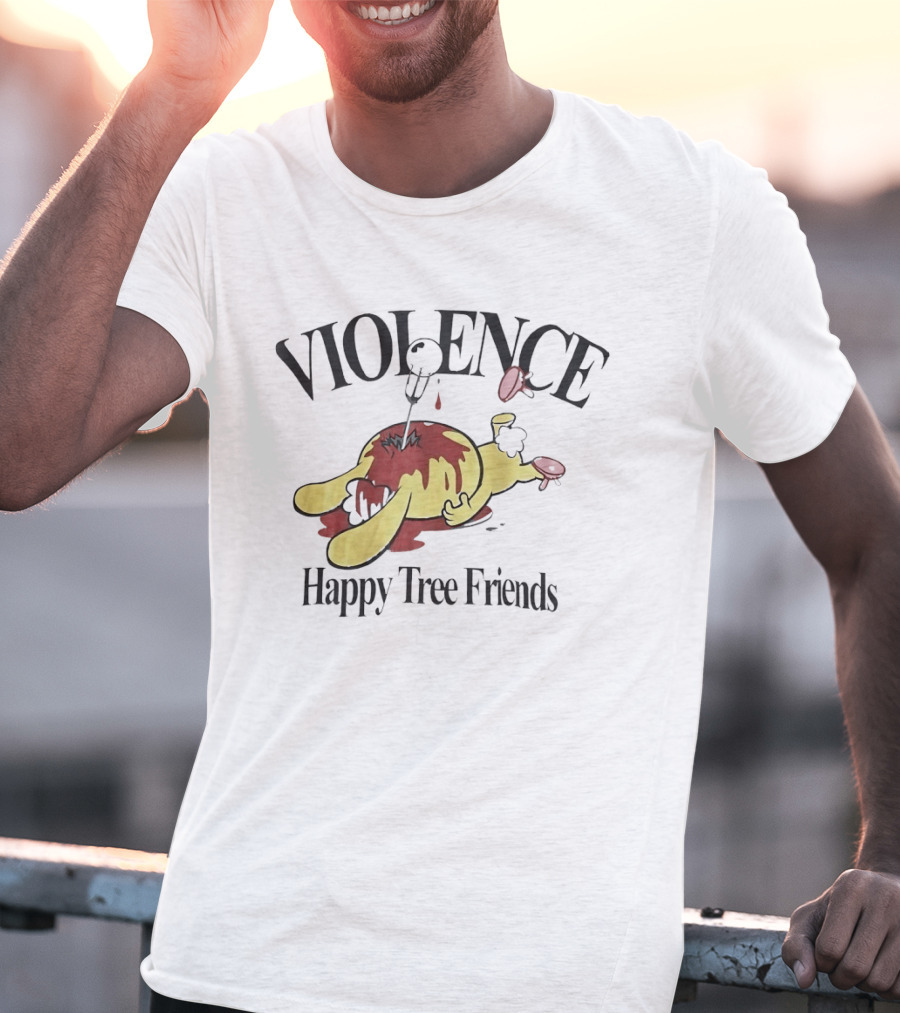 Violence Happy Tree Friends Cartoon Dark Humor Bloodied Scene T-Shirt